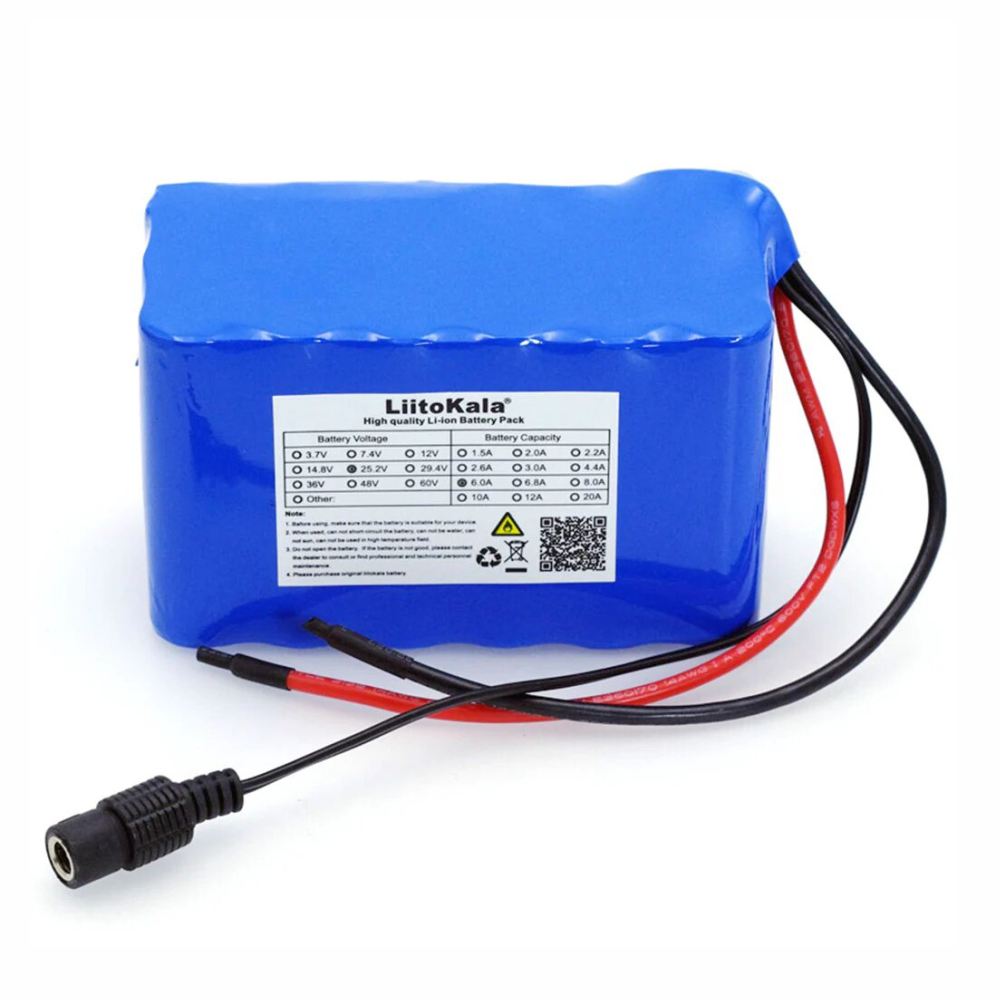 Liitokala 18650 배터리 24V 6Ah 6S3P 6000mAh 전기 자전거/모페드용 Li-ion 배터리, 25.2V BMS 보호 포함