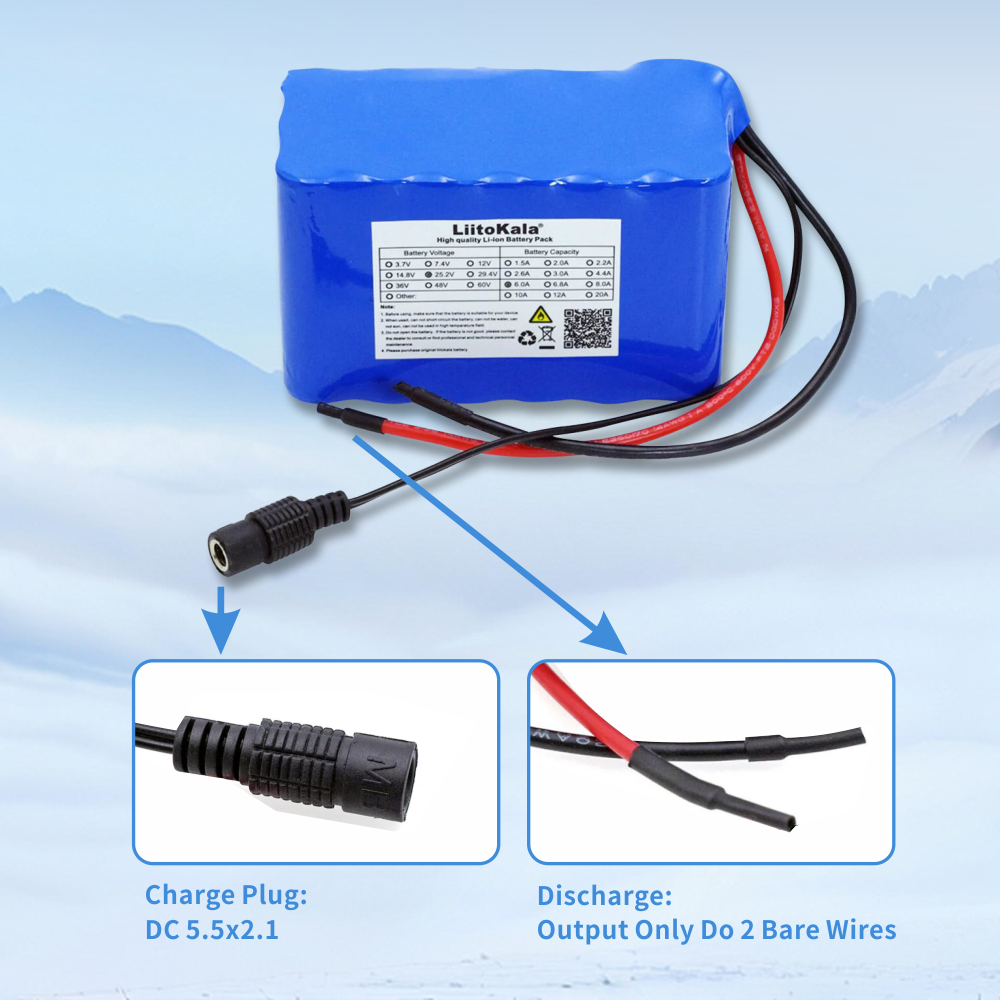 Bateria Liitokala 18650 24V 6Ah 6S3P 6000mAh para Bicicleta Elétrica, Moped / Elétrica / Bateria Li-ion com Proteção BMS de 25.2V