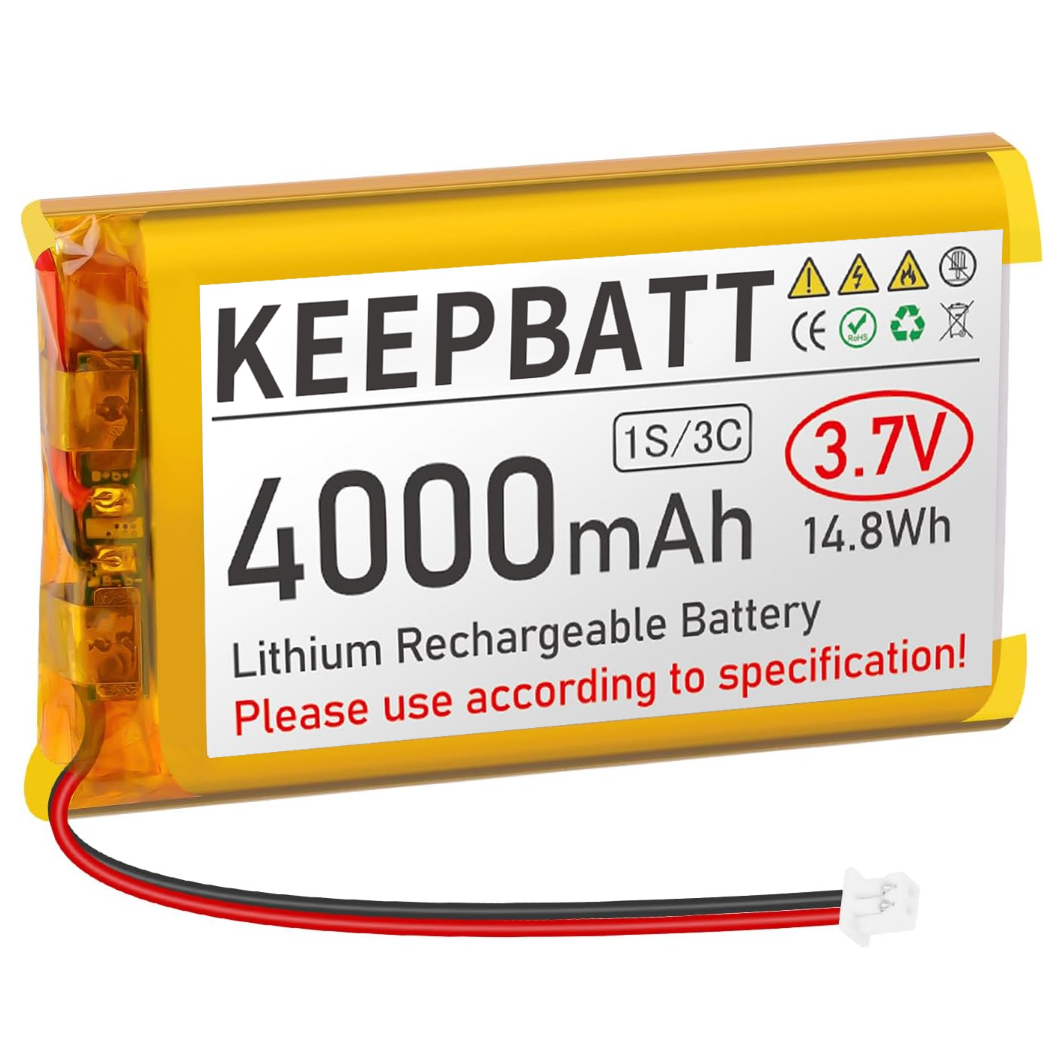 3.7V 4000mAh 124065 LiPo Battery Rechargeable 1S 3C with PCB Micro JST 1.25 Plug for Arduino ESP32 Development Board