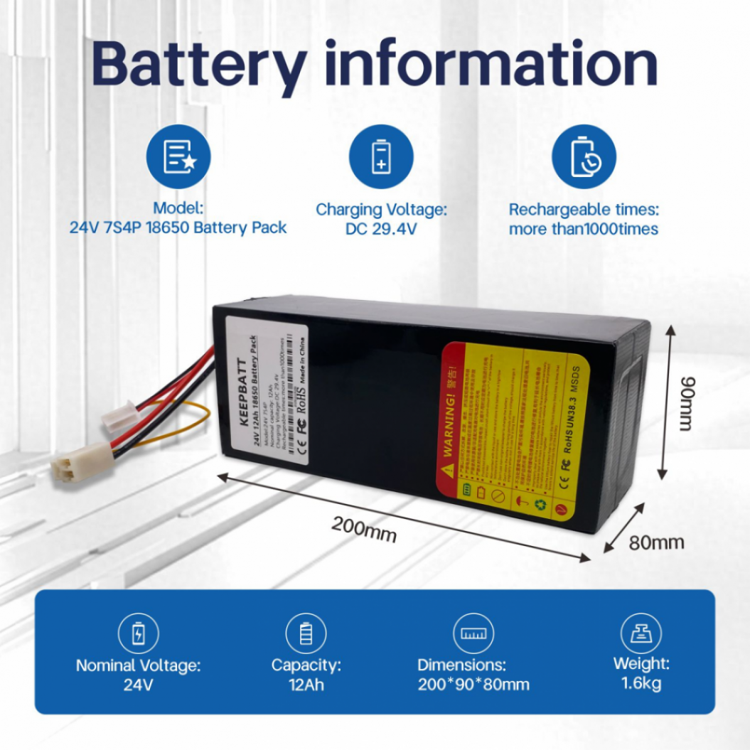 KEEPBATT 25.2V 12Ah Replacement Battery For EV Rider TranSport M HEARTWAY EBP21A071C1 Battery