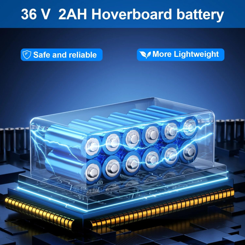 Replacement 36V 2Ah Hoverboard Battery High Capacity Lithium Battery for Hoverboards