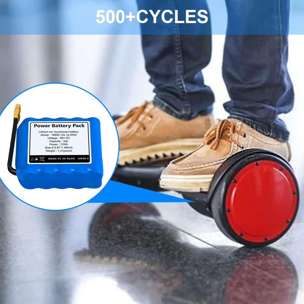 Replacement 36V 2Ah Hoverboard Battery High Capacity Lithium Battery for Hoverboards