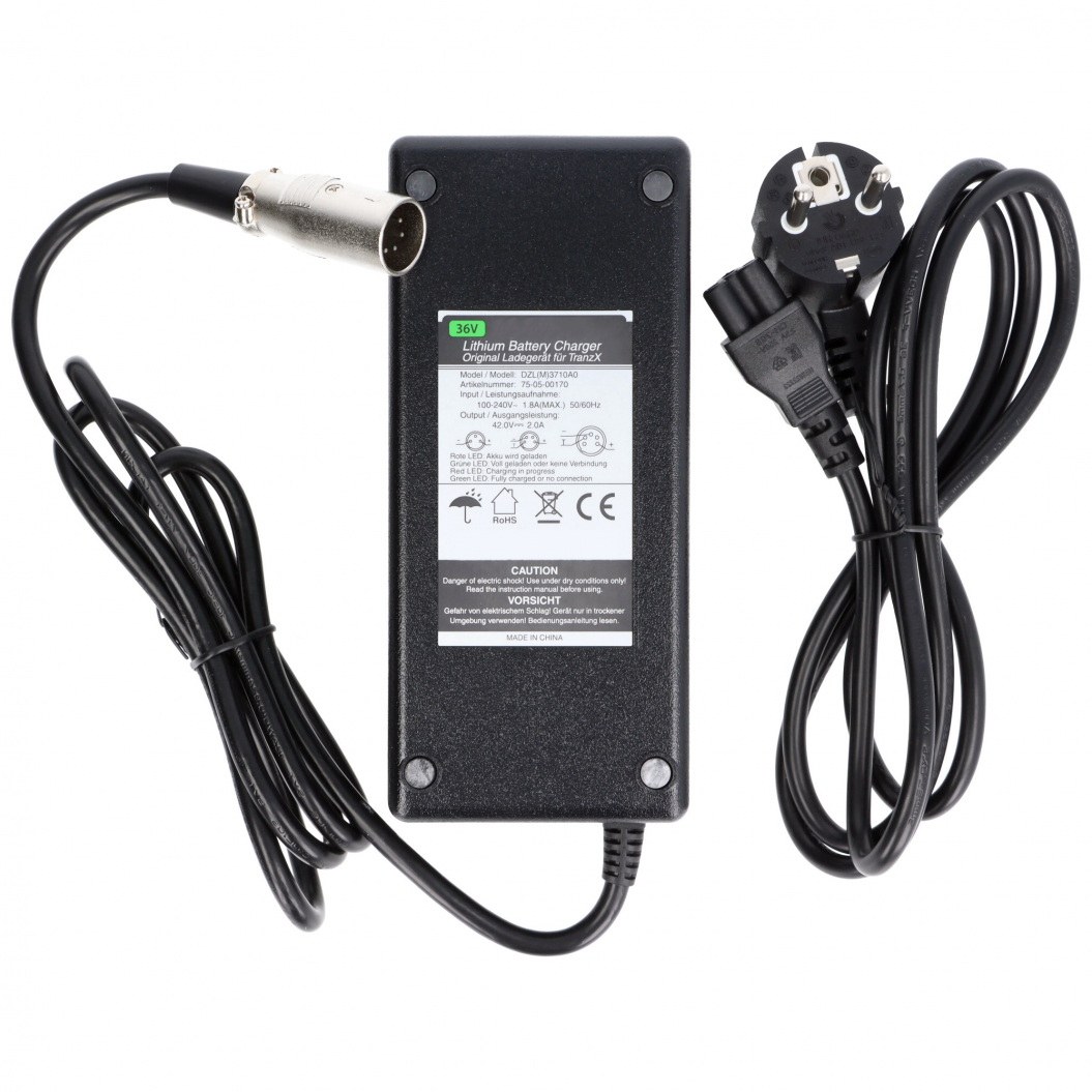 36V CH-02 42.0V 2.0A E-Bike Charger XLR 5-pin for 36V TranzX Battery Charger From MARATRON