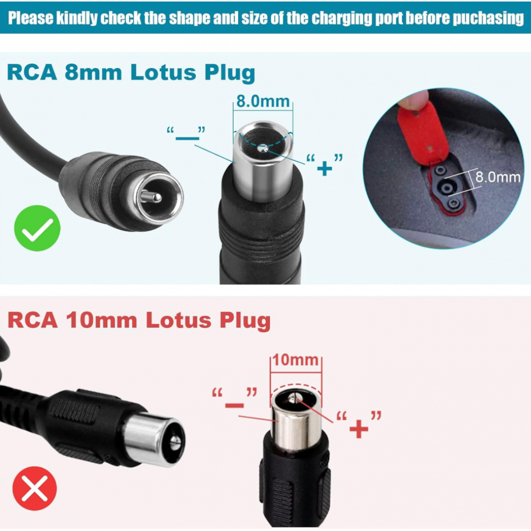 42V 2A Ninebot Electric Scooter Charger Round RCA Connector Compatible with 36V Li-ion Battery for Xiaomi M365 Segway