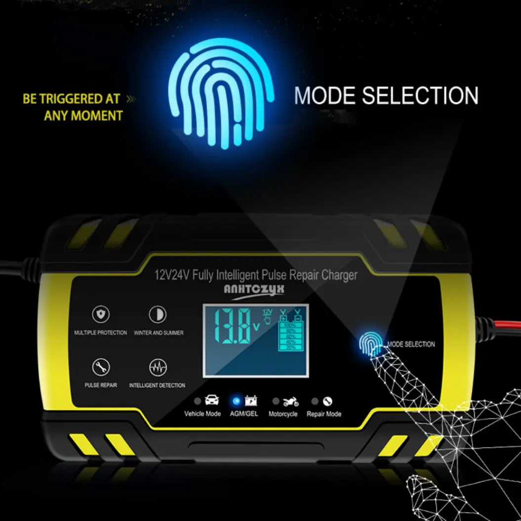 Anhtczyx 12V 24V Loodzuurbatterij Oplader Auto Oplader voor Motorfietsaccu AGM