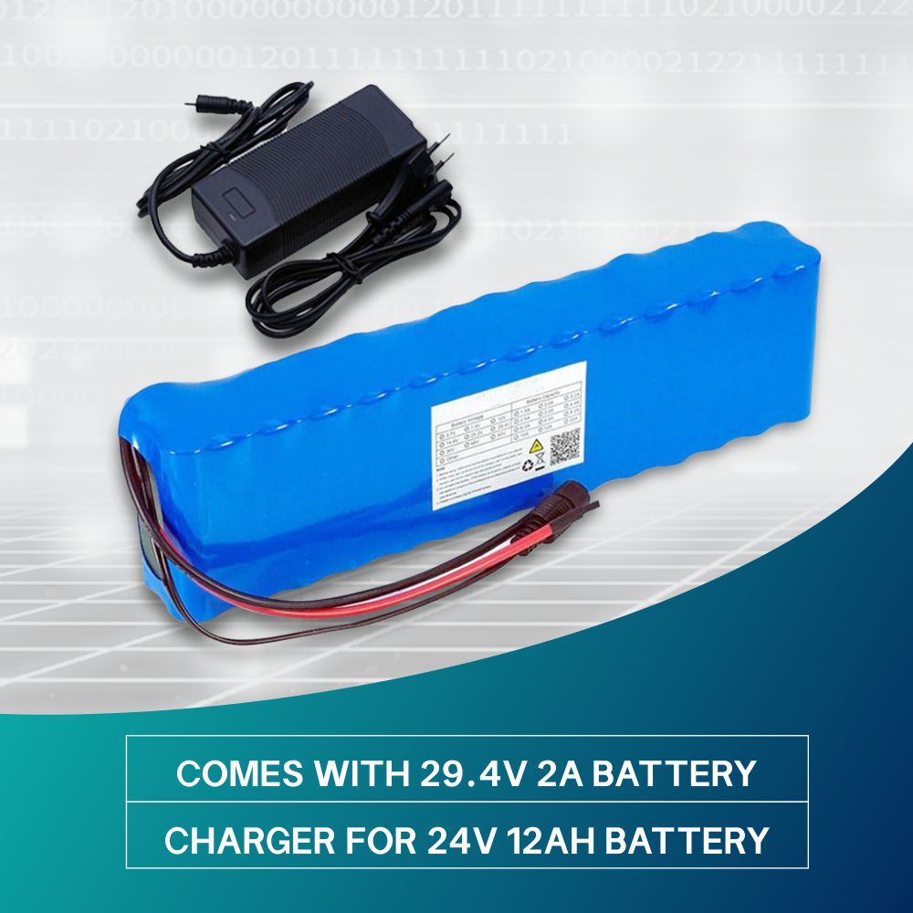 Moteur de vélo électrique 24V 12000mAh batterie rechargeable ebike scooter 18650 29.4V avec chargeur