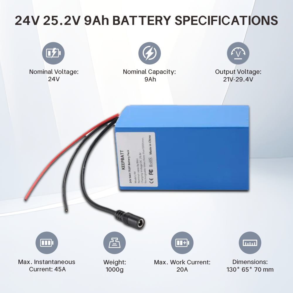 18650 배터리 24V 9Ah 7S3P 29.4V 9000mAh BMS 전기 자전거 / 모페드 / 전기 Li-ion 배터리 및 충전기
