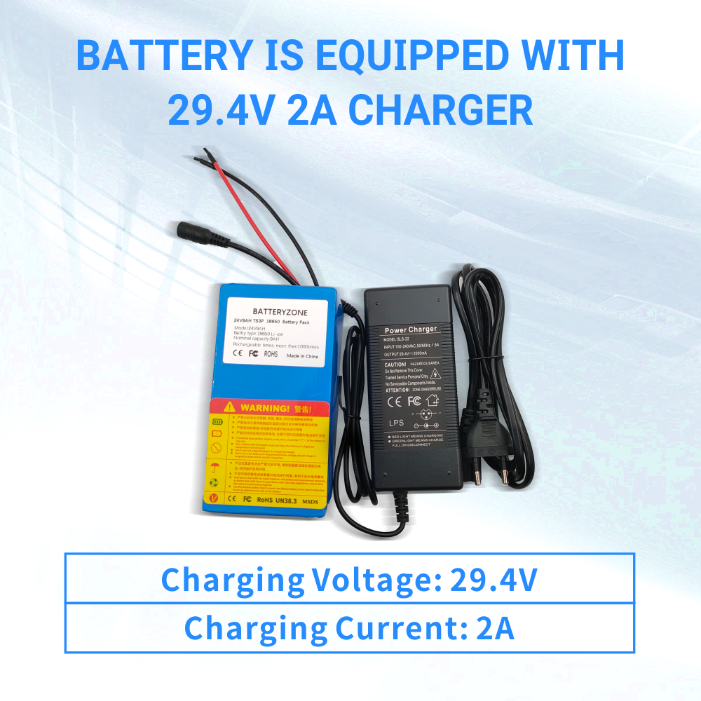 24V 6Ah 7S3P 18650 배터리 29.4V 6000mAh BMS 전기 자전거, 전동 스쿠터, 리튬 이온 배터리 팩 + 29.4V 2A 충전기