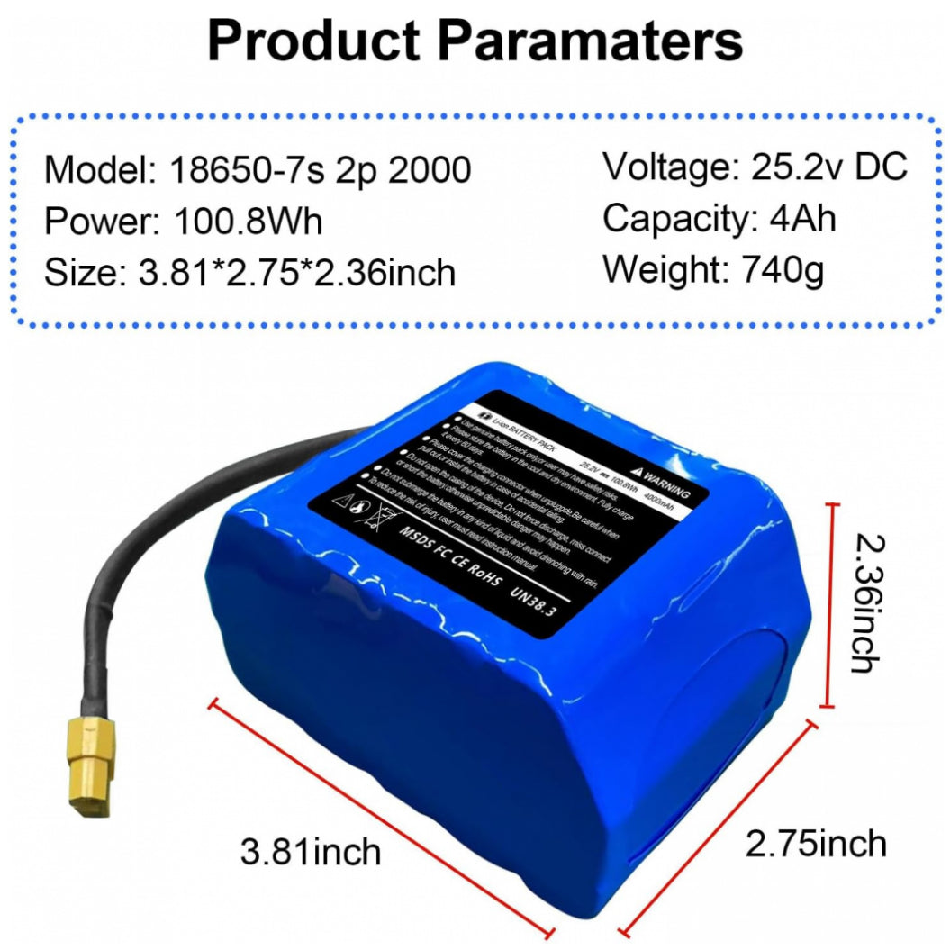 25.2V 4Ah Rechargeable Replacement Battery for Jetson-Rave Hoverboard