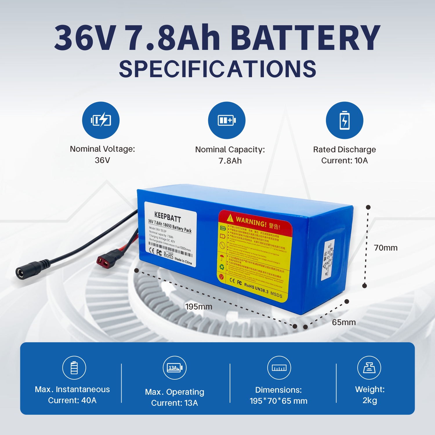 Batería Liitokala 18650 36V 7.5Ah 10S3P, bicicletas modificadas, protección para vehículos eléctricos con PCB + cargador 36V 2A