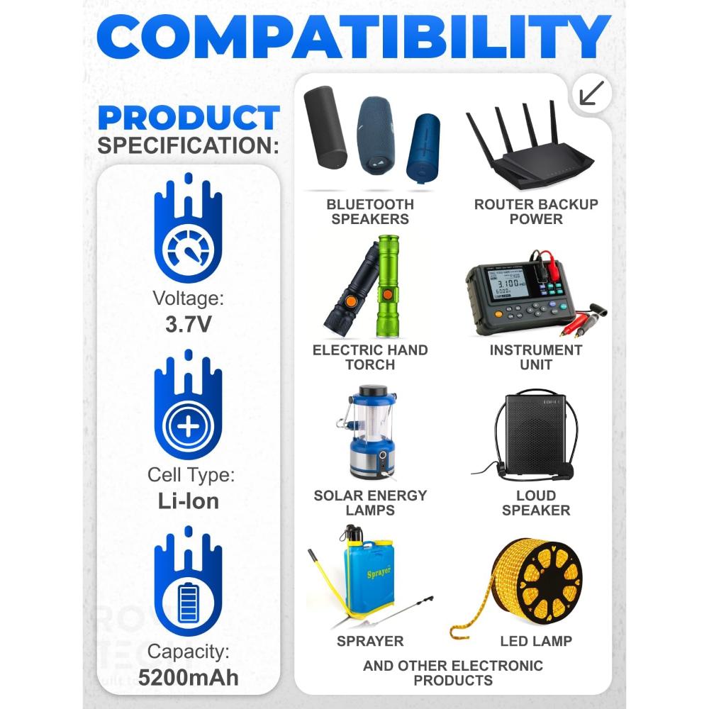 3.7V 5200mAh 18650 Battery Pack For Led Working Light Bluetooth Speaker With HY2.0-4P