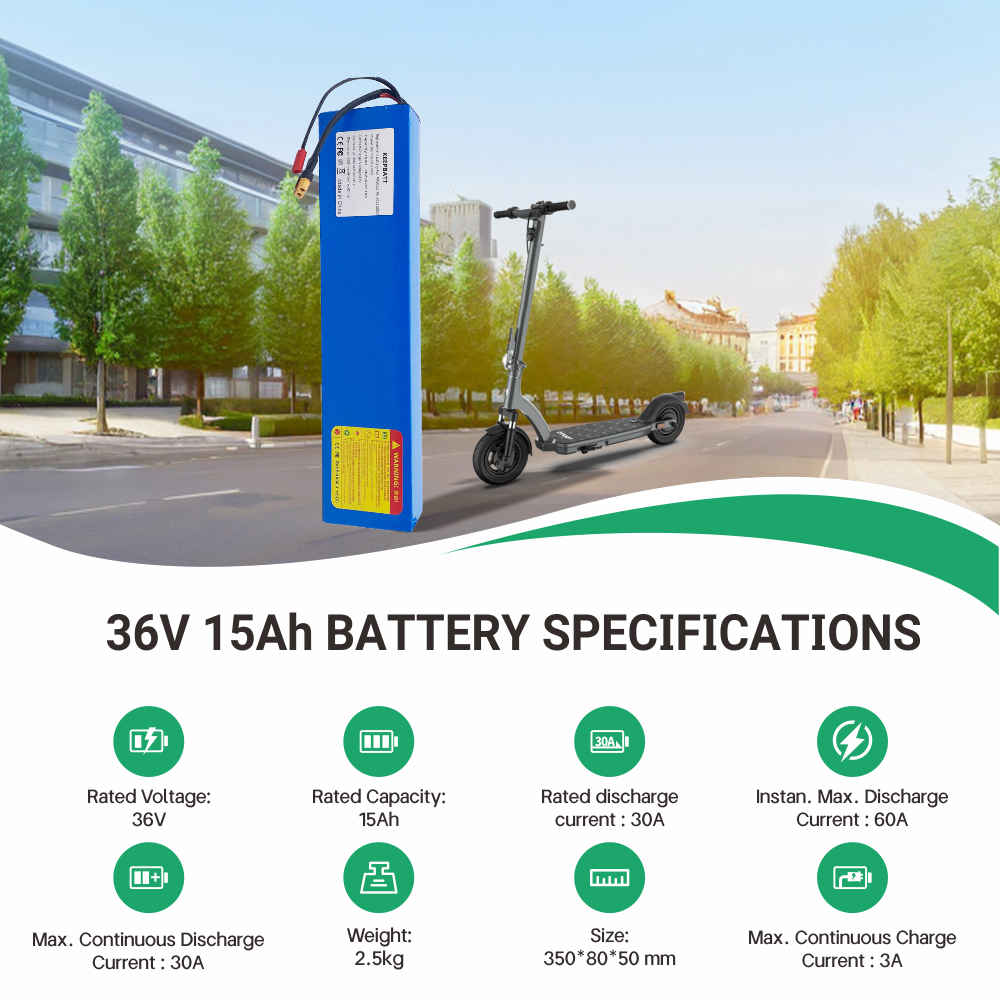 Pack de batteries KEEPBATT 36V 17,5Ah 18650 adapté au scooter électrique APOLLO Air 2023