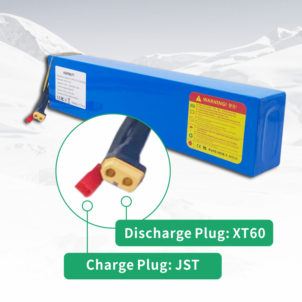 Pack de batteries KEEPBATT 36V 17,5Ah 18650 adapté au scooter électrique APOLLO Air 2023