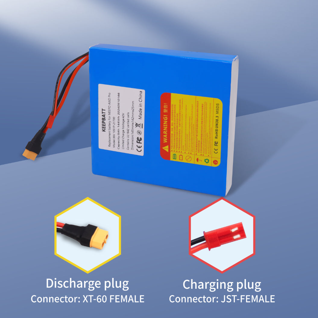 KEEPBATT 36V 5Ah Vervangingsbatterij voor Meepo AWD Pro E Skateboard