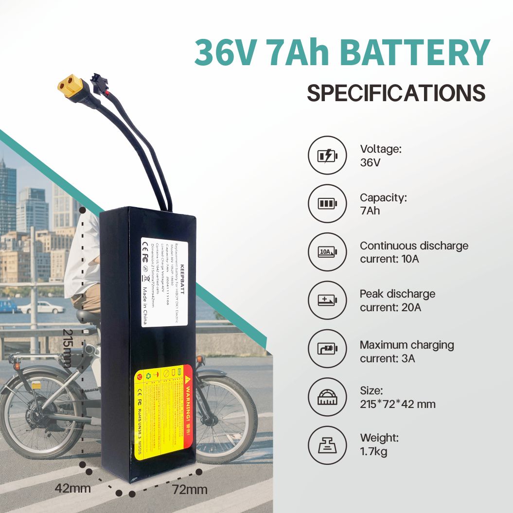Batterie de remplacement KEEPBATT 36V 7Ah pour moto tout-terrain électrique Hiboy DK1