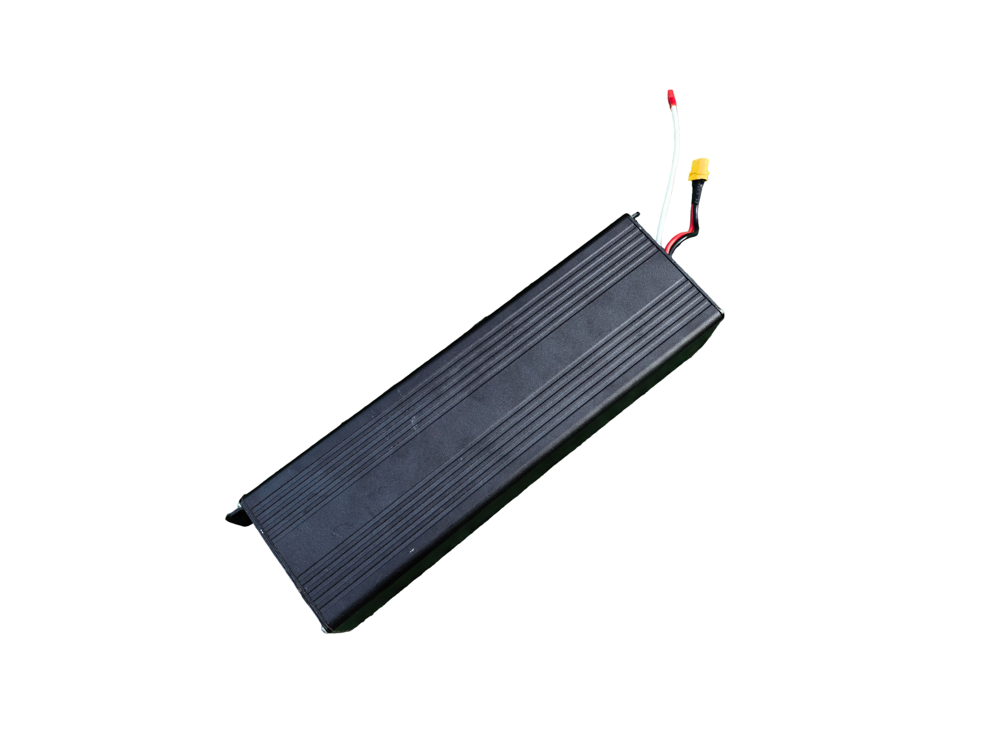Isometric view of 36V High-Capacity lithium-ion battery for Gotrax Fitz16 with extruded aluminum heatsink casing
