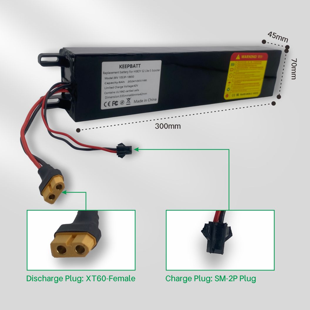 KEEPBATT 36V 7Ah Replacement Battery Pack For Hiboy S2 Lite E Scooter