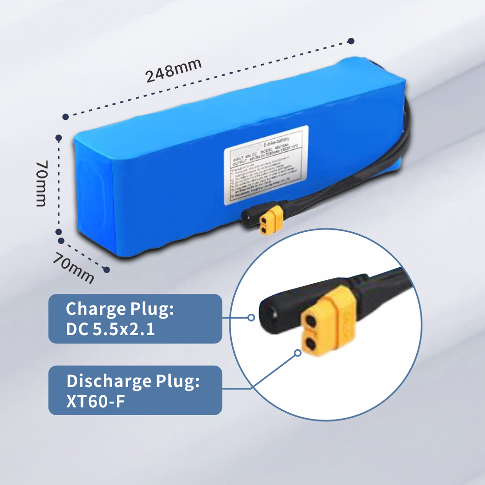 Batterie 48v 10Ah 13S3P XT60 pour vélo électrique Bafang E-bike Scooter avec chargeur BMS