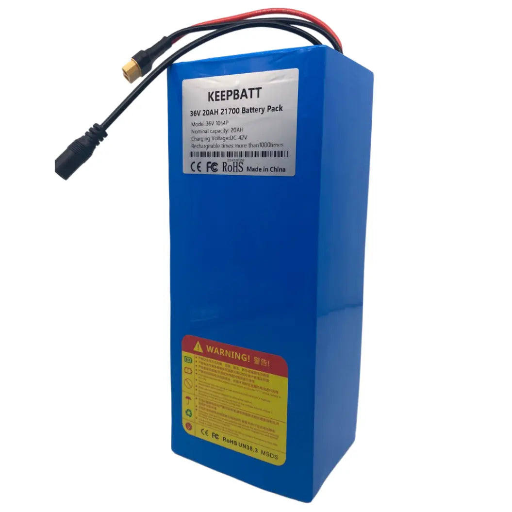 Bateria de Alto Desempenho 36V 20Ah 21700 10S4P para Ebike com Proteção BMS