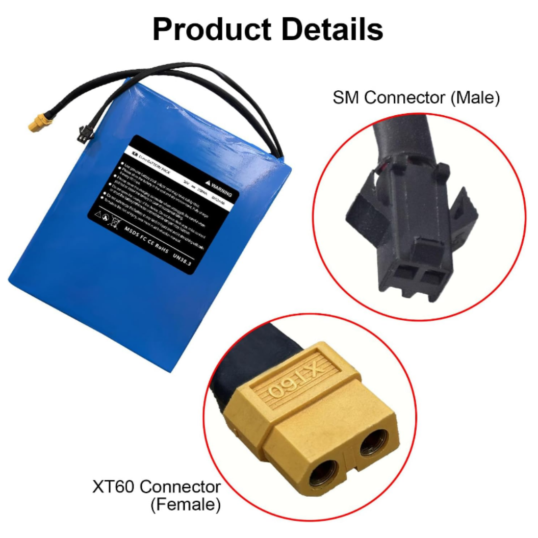 36V 8Ah Replacement Battery High Capacity Lithium Battery for Phantomgogo R1 E-Scooter