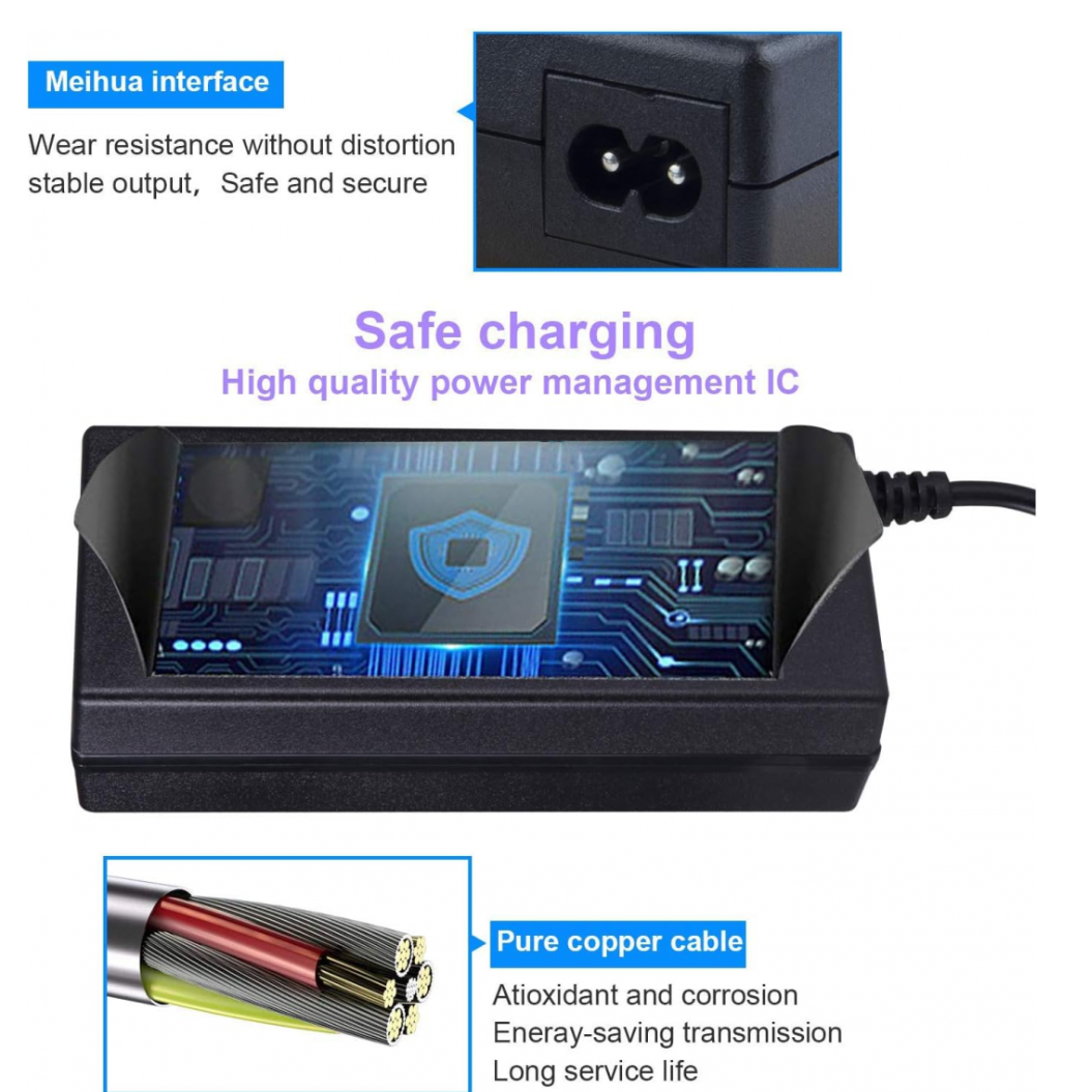 42V 2A Ninebot Electric Scooter Charger Round RCA Connector Compatible with 36V Li-ion Battery for Xiaomi M365 Segway
