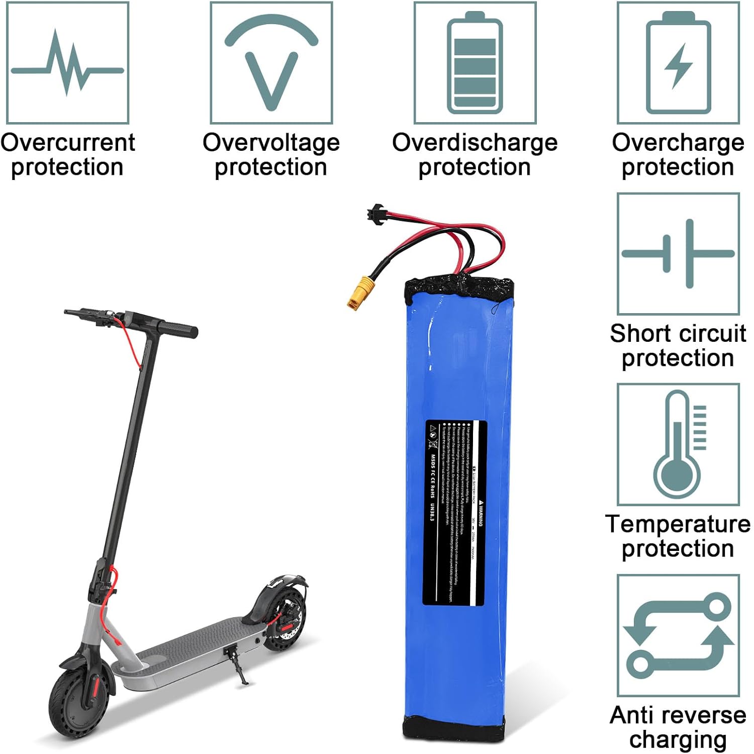 KEEPBATT 36V 7500mAh Electric Scooter Replacement Battery Pack Compatible For Hiboy S2 KS4 Electric Scooter