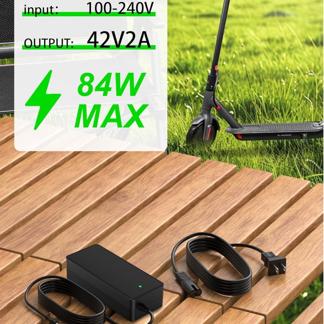 42V 2A IScooter Electric Scooter Charger Compatible with IScooter I8L, I9 Pro, 1S Isinwheel S9 Pro, S9 Max 36V Lithium Battery DC 5525 Plug