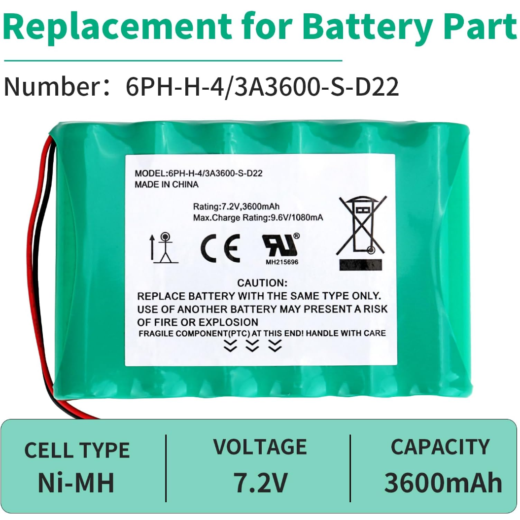 7.2V 3600mAh Ni-MH Replacement Battery for DSC 6PH-H-4/3A3600-S-D22 DSC IMPASSA 9057 SCW9055 BH7236-SS Wireless Home Security System