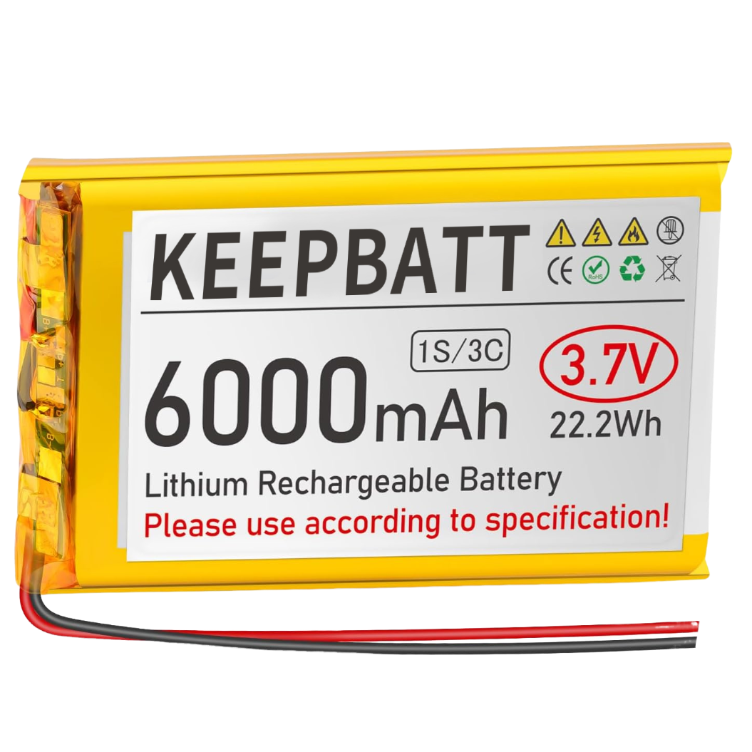 3.7V 6000mAh 906090 LiPo Battery Rechargeable 1S 3C with Protection Board PH2.0A Plug for Arduino ESP32 Board RPI Battery Pack