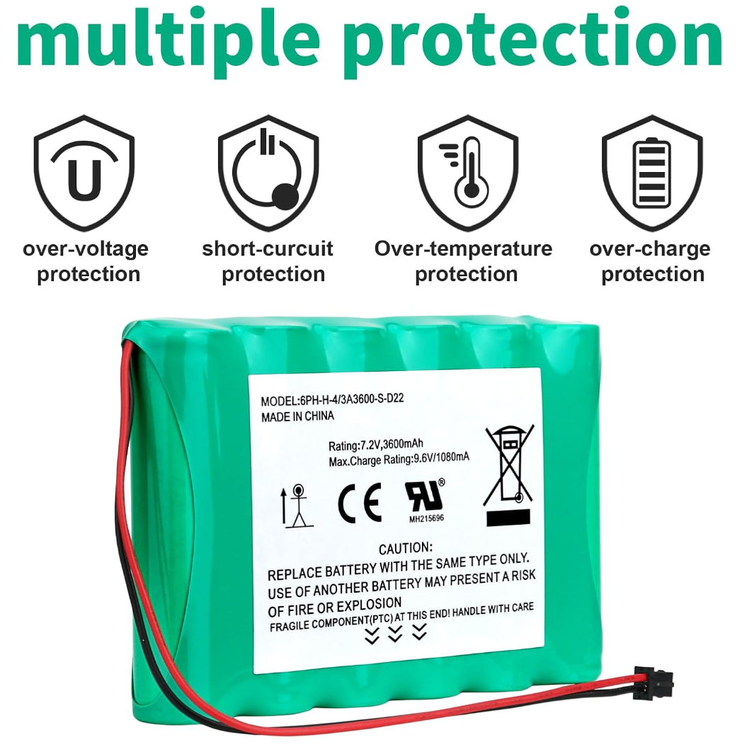 7.2V 3600mAh Ni-MH Replacement Battery for DSC 6PH-H-4/3A3600-S-D22 DSC IMPASSA 9057 SCW9055 BH7236-SS Wireless Home Security System