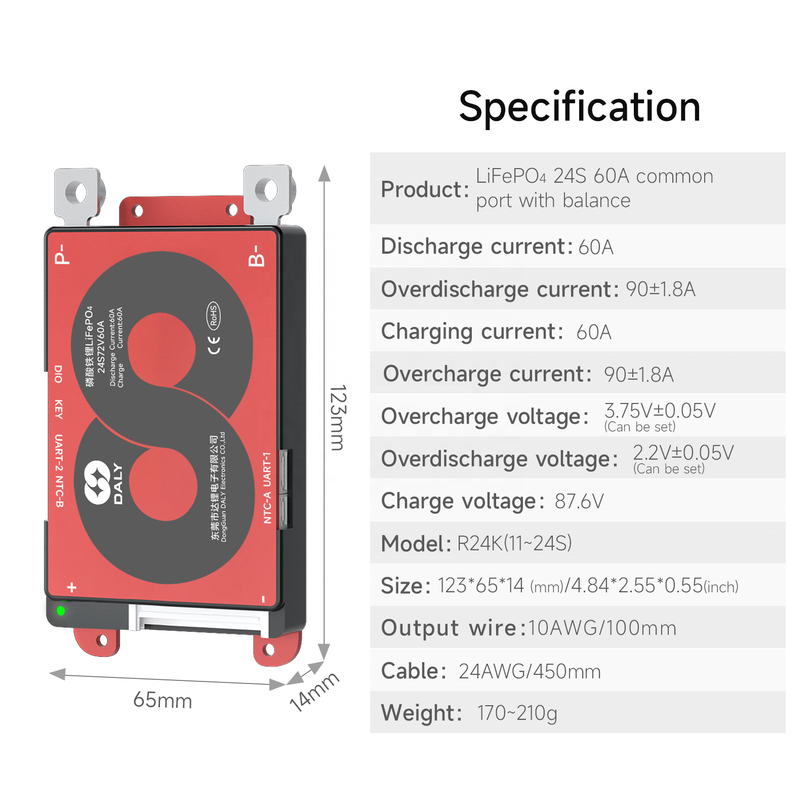 Daly smart bms LifePO4 24S 72V 60A bluetooth BMS board 18 66 128
