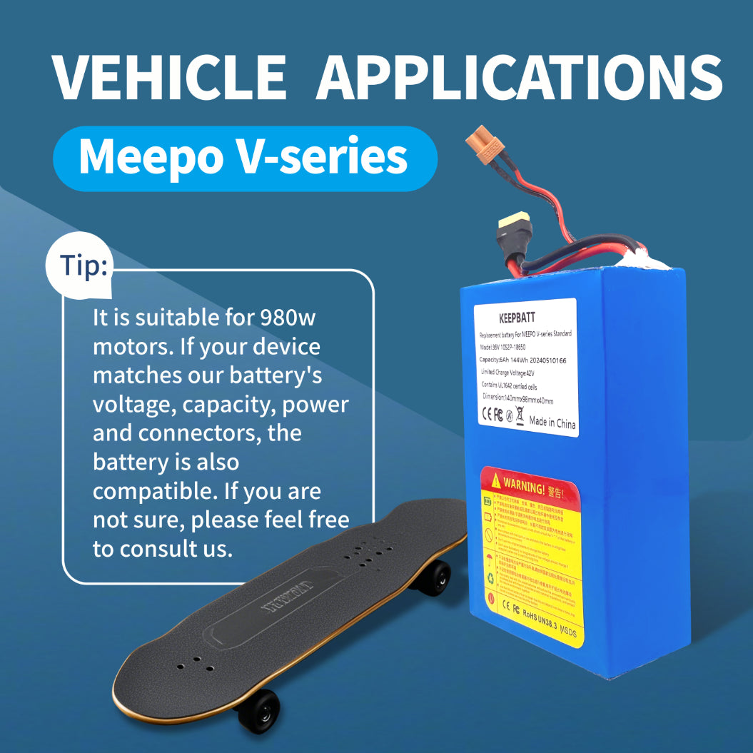 KEEPBATT 36V 6Ah Vervangingsbatterij voor Meepo V5 Standard V5 MINI Standard E Skateboard