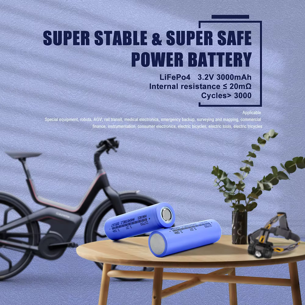 200pcs 3.2V 21700 3000mah LifePO4 Battery 3C Rate SINEIFR21700
