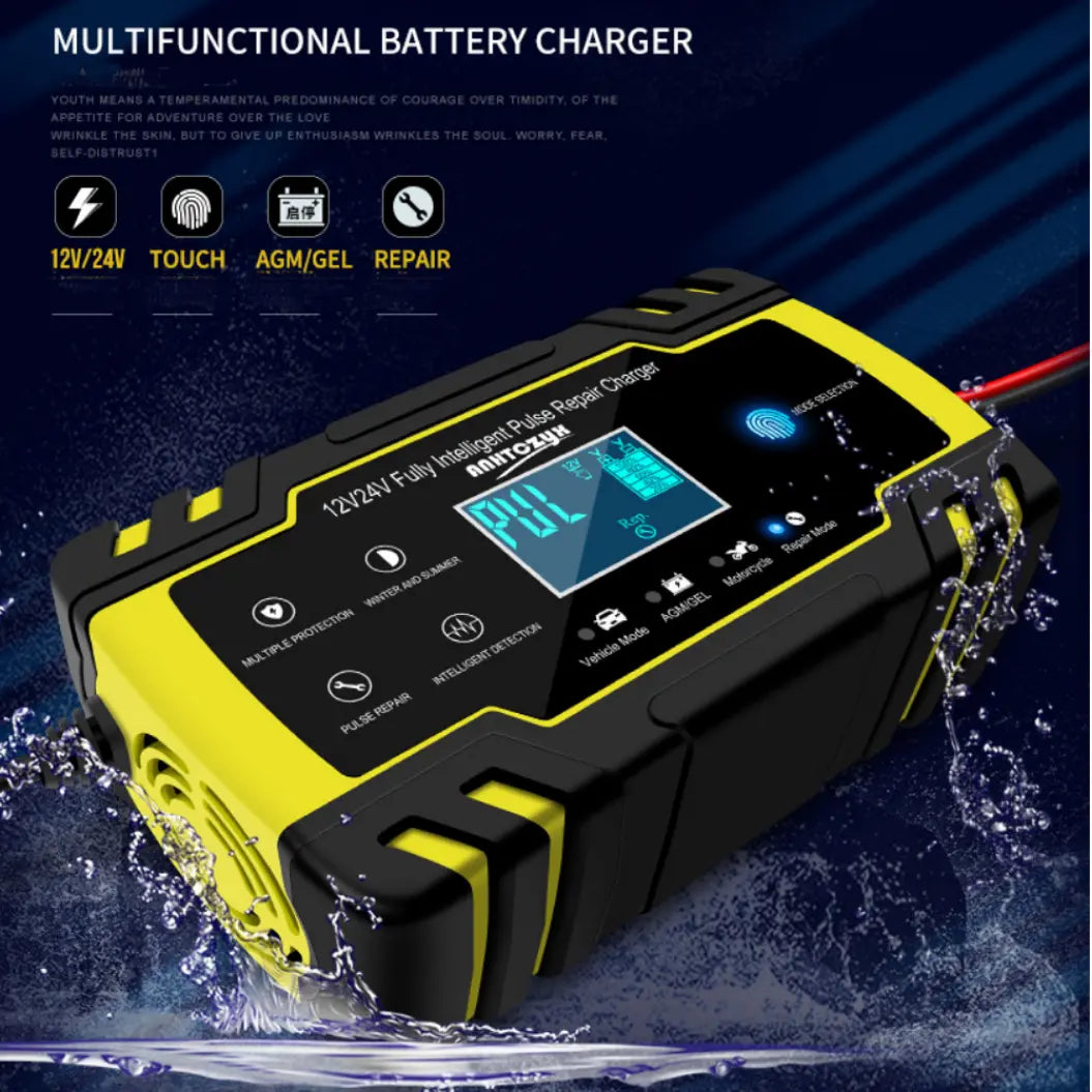 Anhtczyx 12V 24V Loodzuurbatterij Oplader Auto Oplader voor Motorfietsaccu AGM