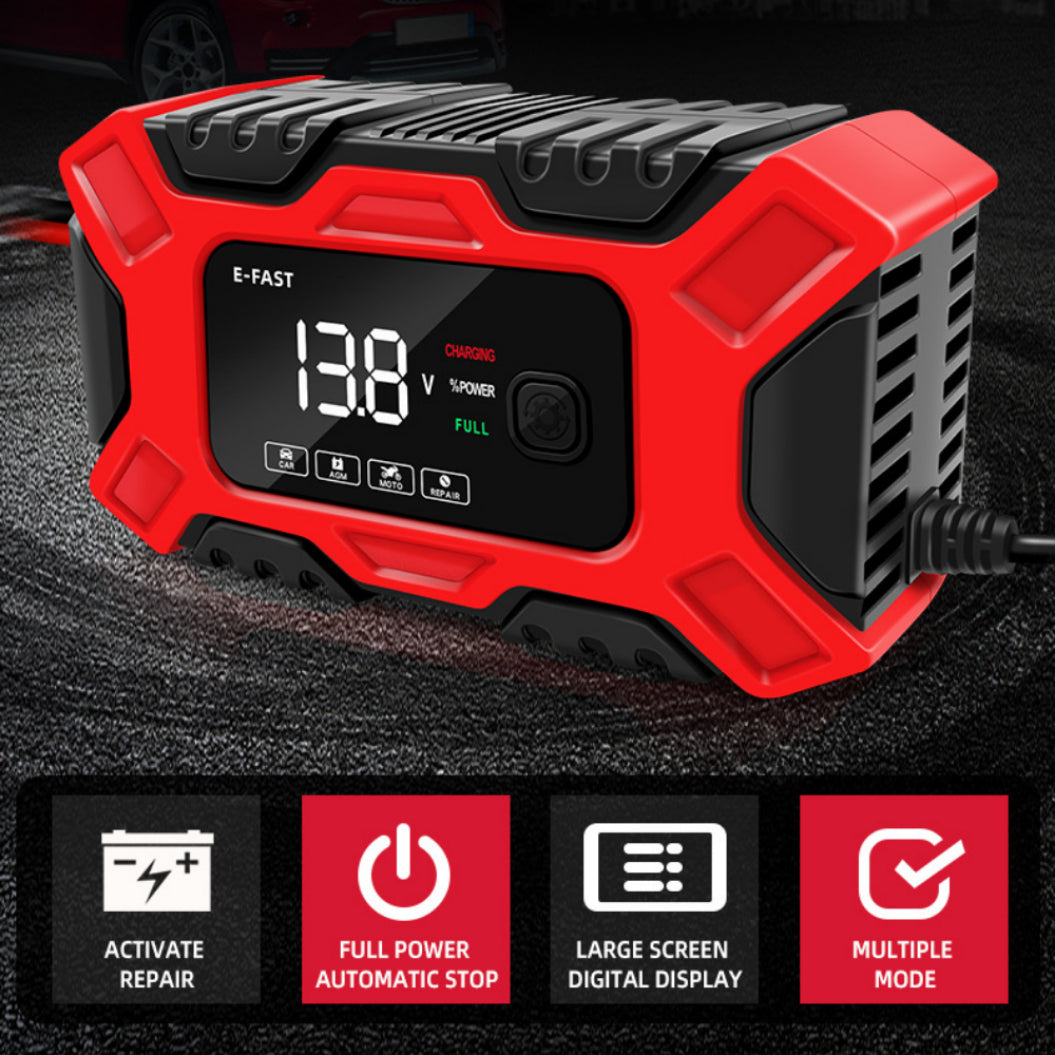 E-FAST 자동차 배터리 충전기 수리 - 12V 오토바이 및 납산 배터리용 자동 충전기