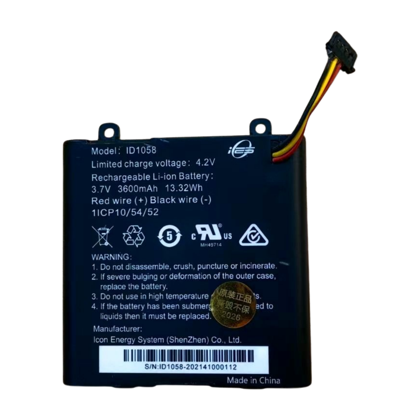 3.7V 3600mAh Replacement Battery for AXIS W100 Body Worn Camera