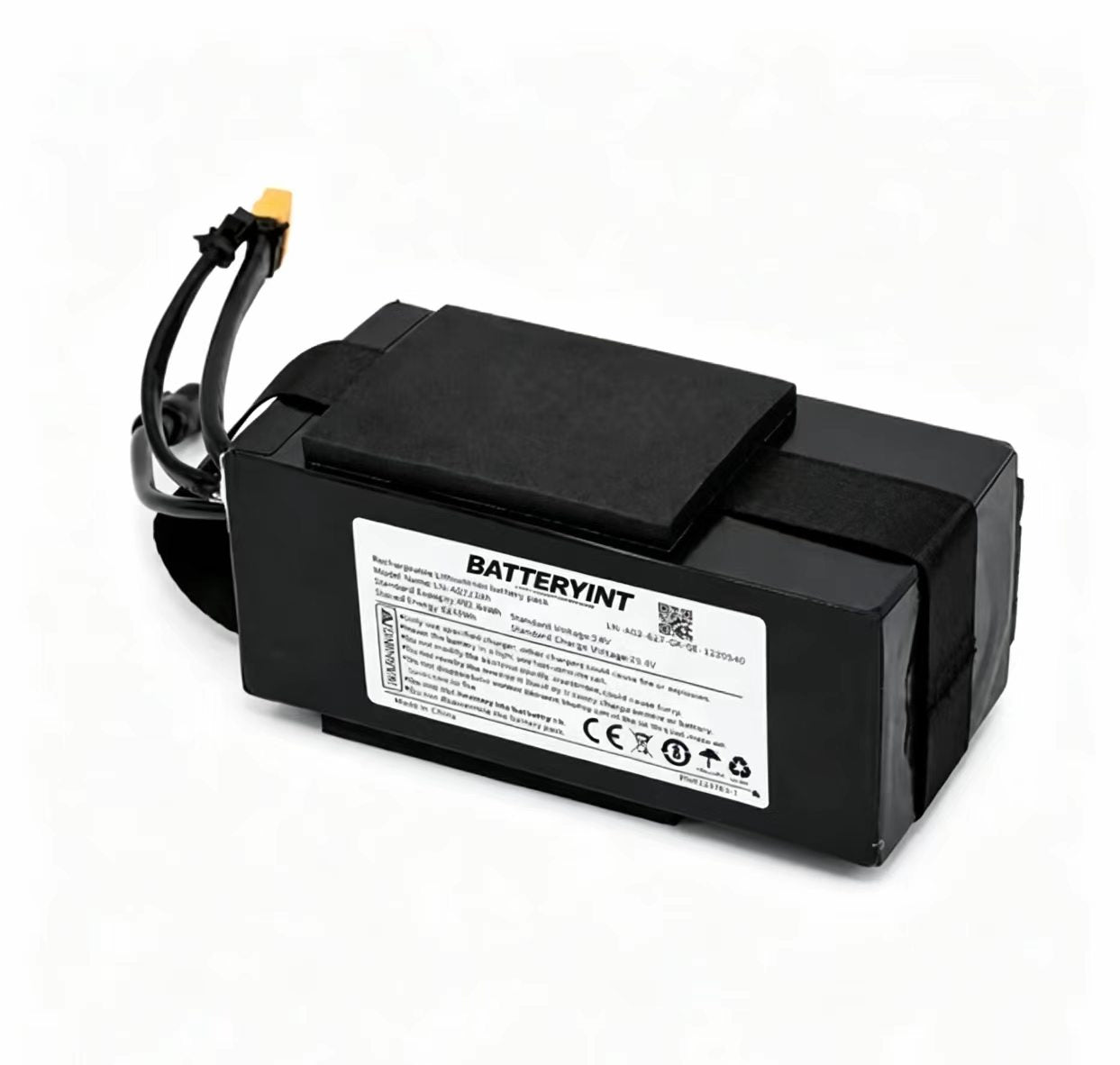 Batteryint 36V 5.2Ah 187Wh replacement lithium battery pack with yellow XT60 connector for RFN Warrior Kids SX-E250 and SX-E400 electric dirt bike
