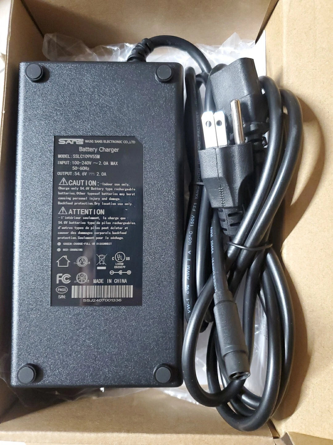 48V 3A Fast Battery Charger for Gotrax F5 / CIT3 E-Bike Junlei 3-pin plug