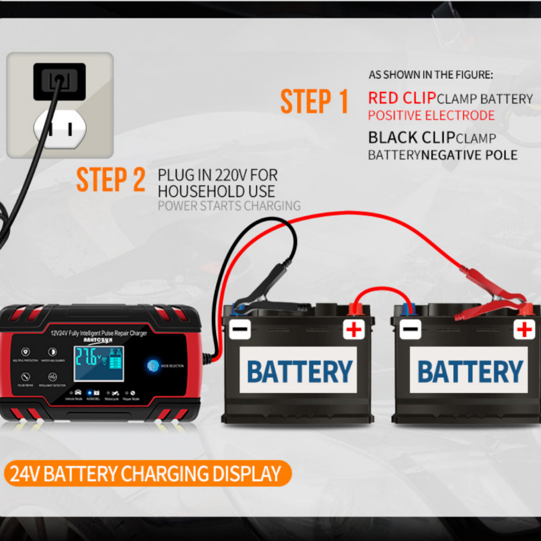 12V Auto Acculader 24V Motoraccu Loodzuur Accu Hersteltype AGM