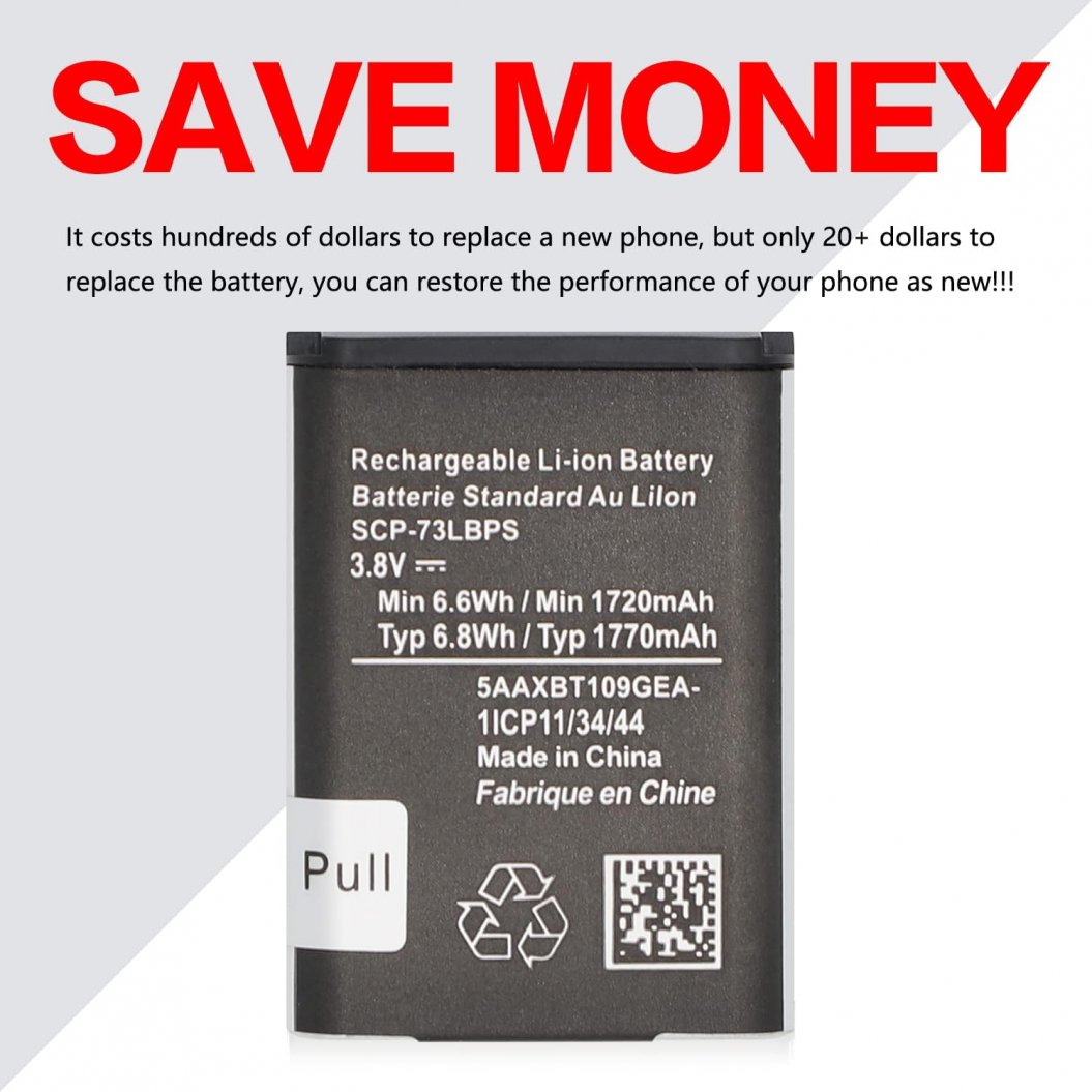 SCP-73LBPS 3.8V 1770mAh 배터리 (Kyocera DuraXV Extreme E4810 Verizon 플립폰용)