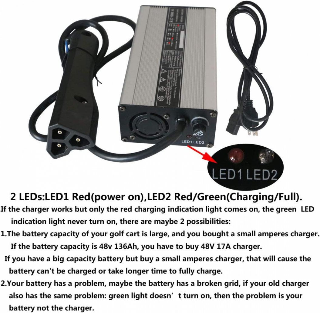 Novo Carregador de Bateria para Carrinho de Golfe 48V 6A RXV para Ez-Go EZgo TXT com Conector RXV de 3 Pinos