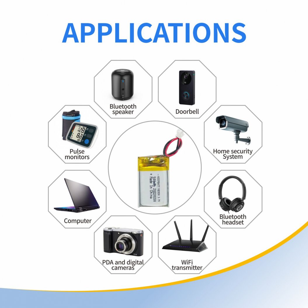 KB-LP102030 Bateria LiPo 3.7V 500mAh Recarregável - Bateria de Polímero de Lítio