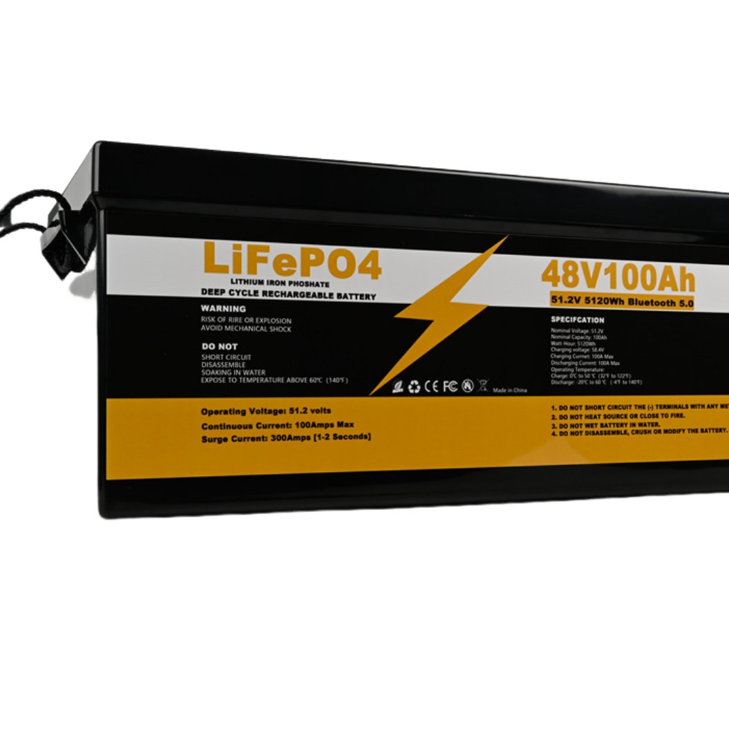 Bateria Recarregável LiFePO4 48V 100AH com Bluetooth para Ciclo Profundo - Pacote de Bateria de Íons de Lítio para Solar