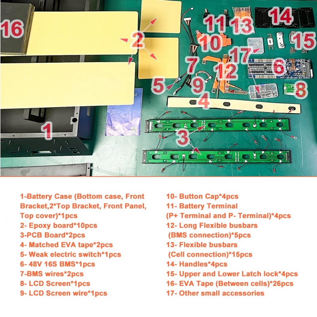 DIY Battery Case 16S 51.2V DIY Battery Kit 15KW Battery Pcak Box with BMS for 280Ah 302Ah 310Ah LFP Lifepo4 Battery Cell