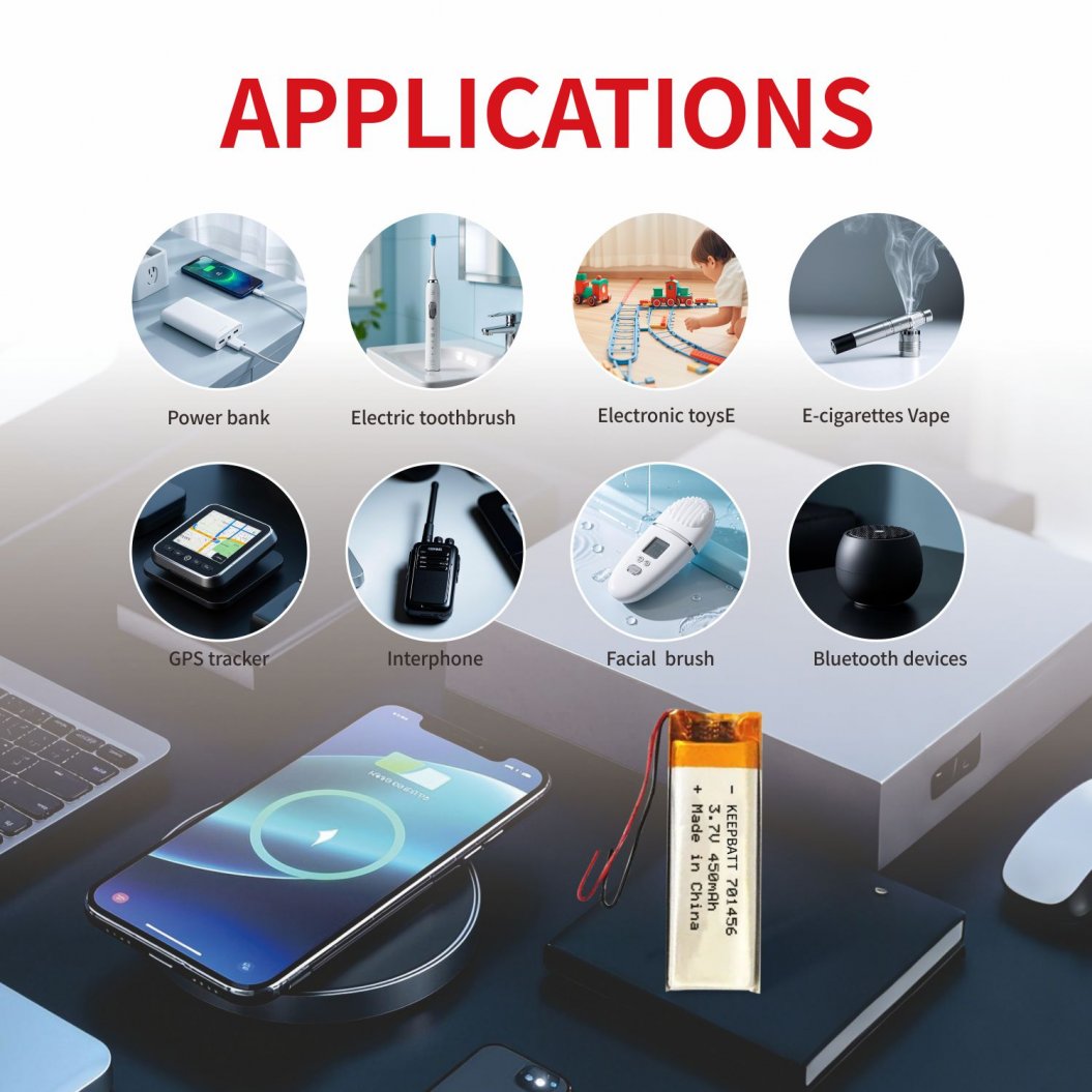 Batería Li-Polímero Recargable KB-LP 701456 3.7V 450mAh para E-Readers