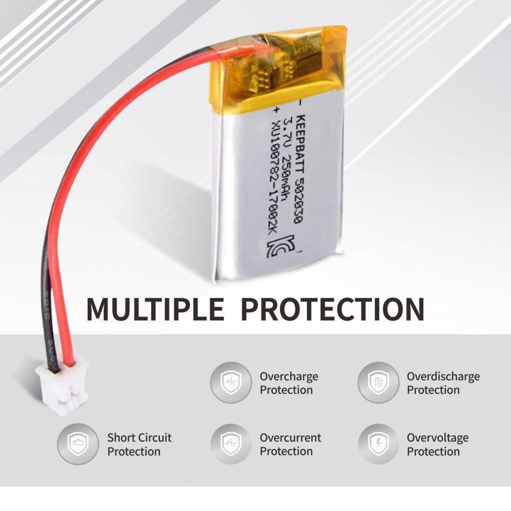 Batterie Li-Polymère KB-LP 502030 3,7V 250mAh pour Casques Bluetooth