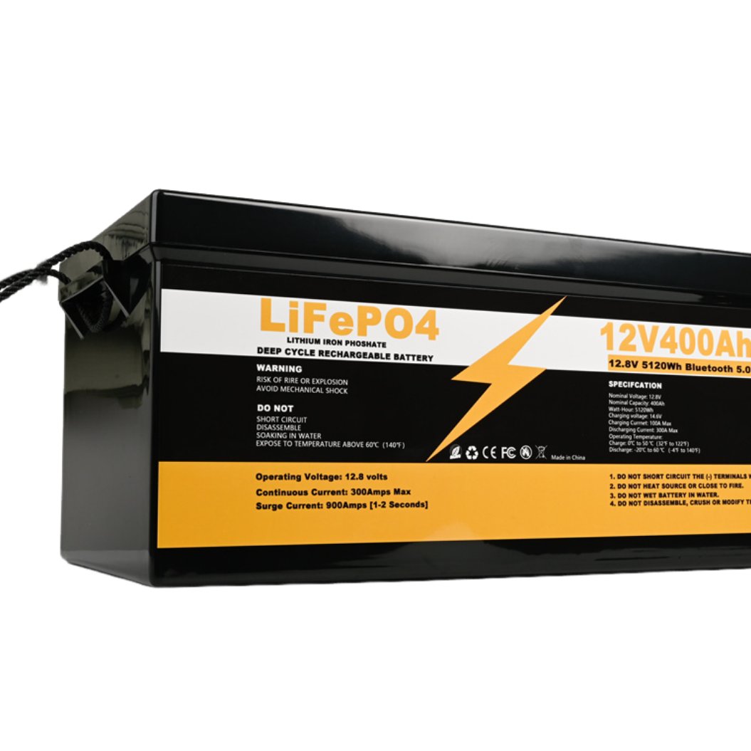 12V LiFePo4 12.8V 400AH Battery Home Energy Storage Lithium Ion Rechargeable Battery Pack with BMS BT