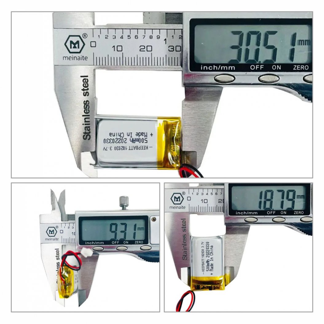 KB-LP102030 Bateria LiPo 3.7V 500mAh Recarregável - Bateria de Polímero de Lítio