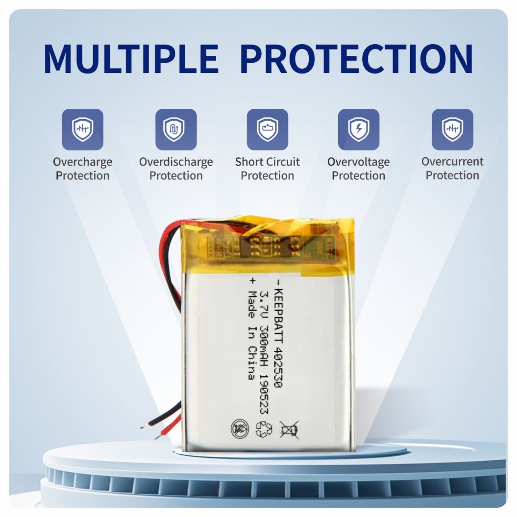 Batería Li-Polímero KB-LP402530 3.7V 250mAh 402530 para Altavoz Bluetooth Inalámbrico y LED