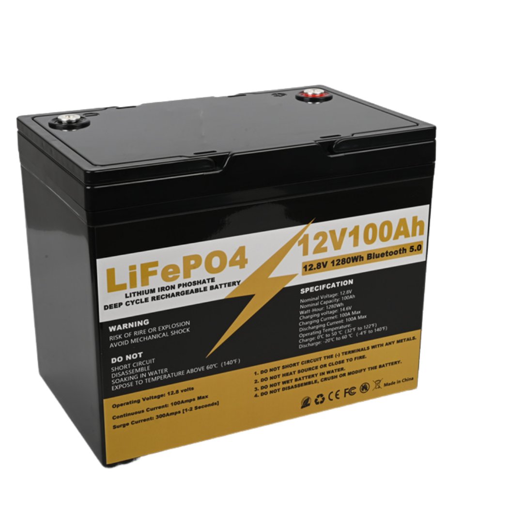 12V 100AH LiFePo4 batterij met Bluetooth BMS 12.8V energie-opslag batterijpack voor boot RV